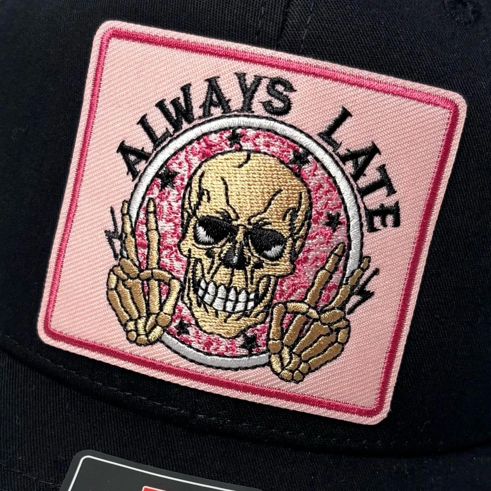 New Richardson Black Women’s Trucker Hat with Pink Skull Design Humor - Picture 3 of 3